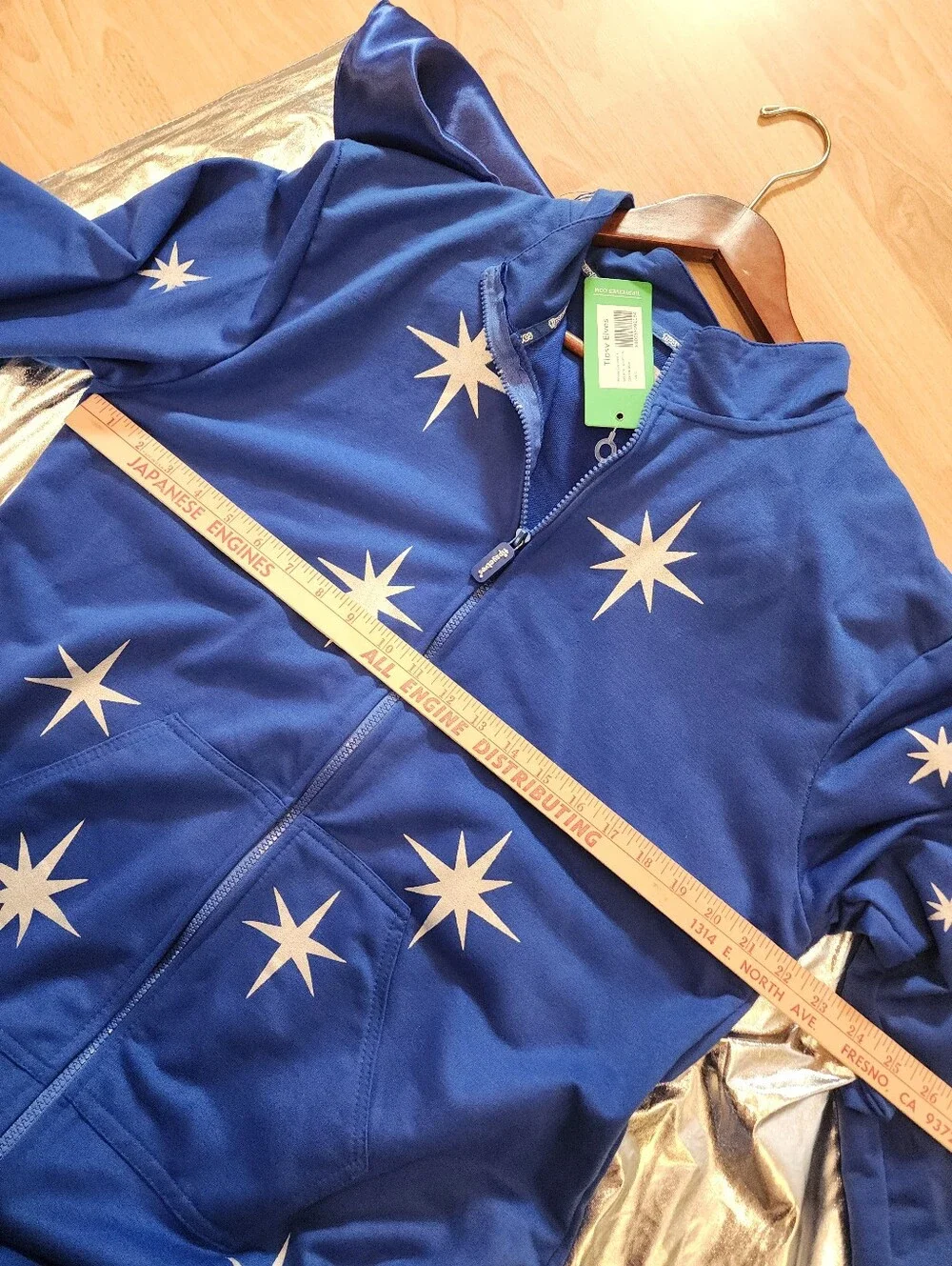 NWT Tipsy Elves' Wizard Costume Blue Silver Jumpsuit Hat Cape Size Large